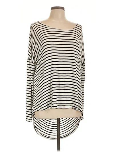 Pre-owned Double Zero Long Sleeve Top Ivory Stripes Pattern Boatneck Tops