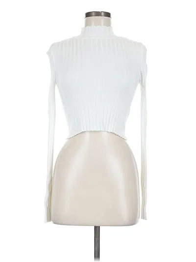 Pre-owned Double Zero Long Sleeve Top Ivory Turtleneck Tops In White