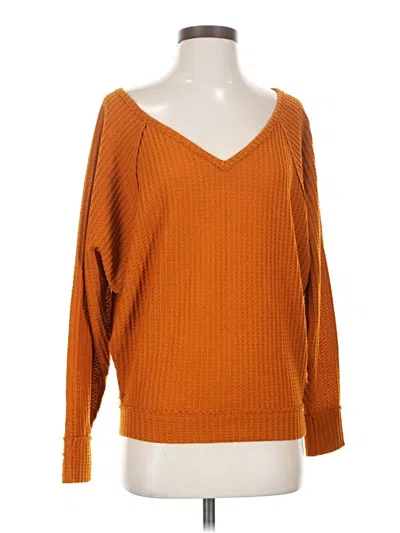 Pre-owned Double Zero Long Sleeve Top Orange V-neck Tops