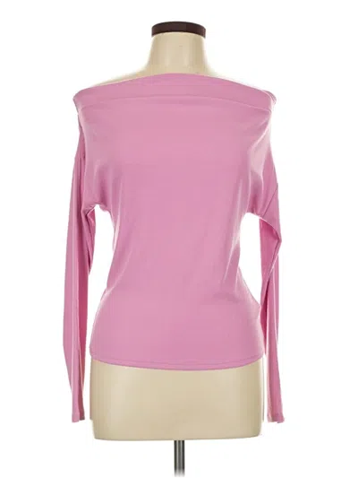 Pre-owned Double Zero Long Sleeve Top Pink Boatneck Tops