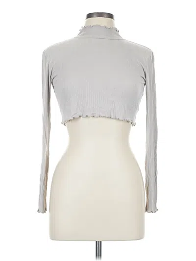 Pre-owned Double Zero Long Sleeve Top Silver Turtleneck Tops