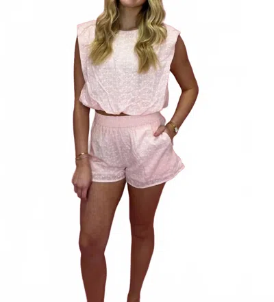 Double Zero Miami Eyelet Set In Pink
