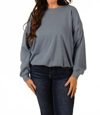 Double Zero Misty Long Sleeve Sweatshirt In Blue In Gray