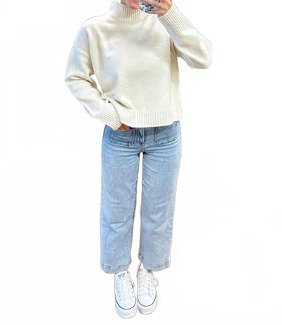 Double Zero Mock Neck Sweater In Cream In Neutral