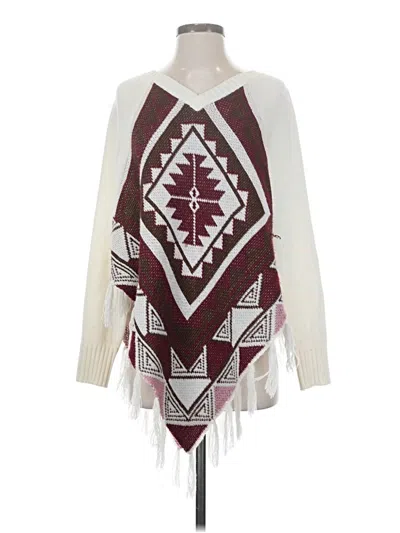 Pre-owned Double Zero Poncho In Burgundy