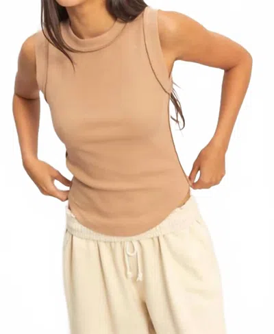 Double Zero Seam Detail Tank Top In Dark Taupe In Brown