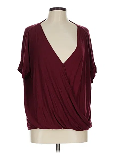Pre-owned Double Zero Short Sleeve Blouse In Burgundy