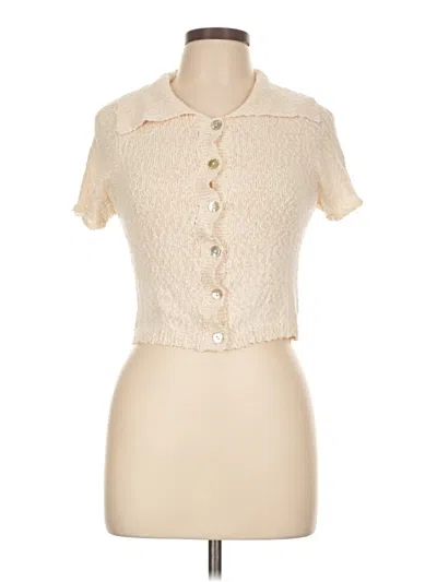 Pre-owned Double Zero Short Sleeve Blouse In Ivory