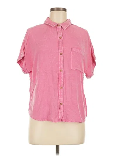 Pre-owned Double Zero Short Sleeve Button Down Shirt In Pink