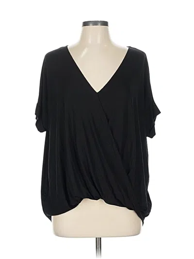 Pre-owned Double Zero Short Sleeve Top Black Plunge Neckline Tops