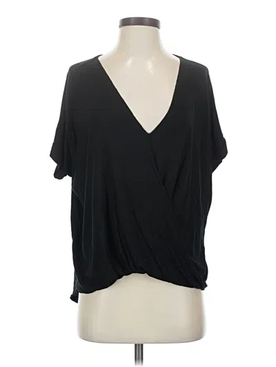 Pre-owned Double Zero Short Sleeve Top Black Plunge Neckline Tops