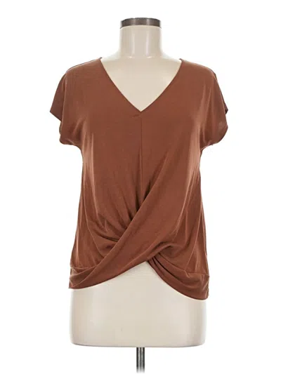 Pre-owned Double Zero Short Sleeve Top Brown V Neck Tops