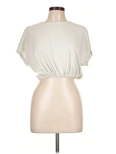 Pre-owned Double Zero Short Sleeve Top Ivory Cowl Neck Tops