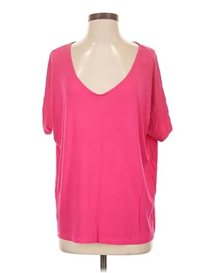 Pre-owned Double Zero Short Sleeve Top Pink Scoop Neck Tops