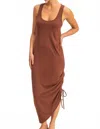 Double Zero Side Tie Dress In Brown In Brown
