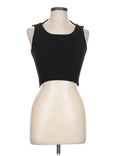Pre-owned Double Zero Tank Top Black Halter Neckline Tops