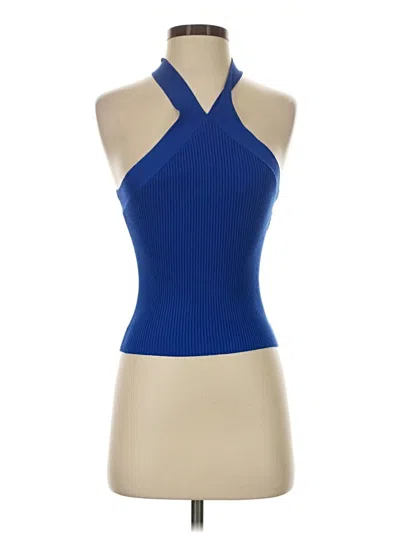 Pre-owned Double Zero Tank Top Blue Halter Neckline Tops