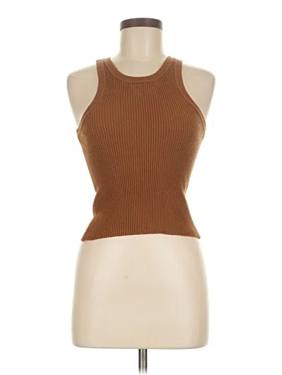 Pre-owned Double Zero Tank Top Brown Halter Neckline Tops
