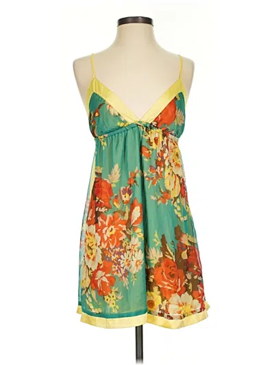 Pre-owned Double Zero Tank Top Green Plunge Neckline Tops