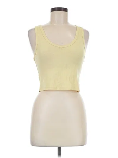 Pre-owned Double Zero Tank Top Yellow Halter Neckline Tops