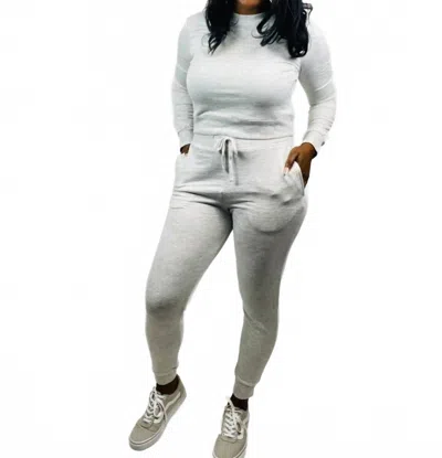 Double Zero Toni Two Piece Set In Heather Gray