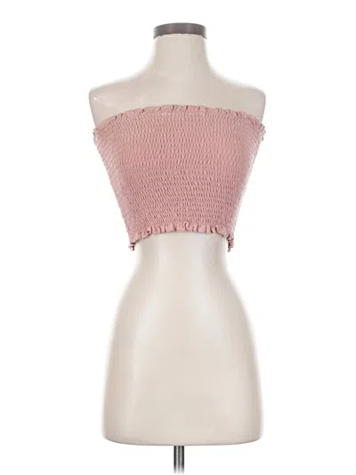 Pre-owned Double Zero Tube Top Pink Strapless Neckline Tops