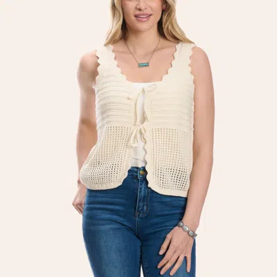 Double Zero Women's Cream Tie Front Knit Vest In Neutral