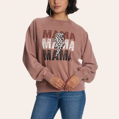 Double Zero Women's Rust Mama Graphic Crewneck Sweatshirt In Brown