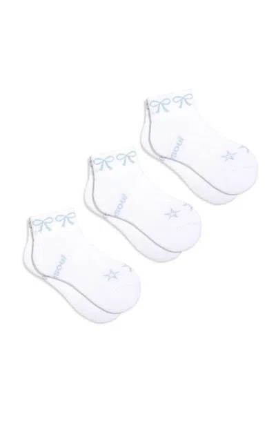 Doublesoul 3 Pack Holly Quarter Socks In White/blue In Multi
