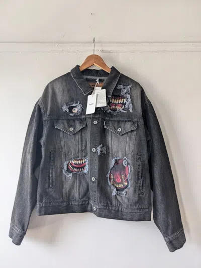 Pre-owned Doublet 21fw Recycled Denim Monster Repair Jacket In Black