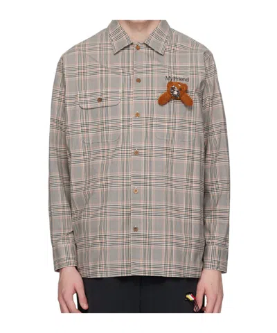 Doublet 3d-detail Check Cotton Shirt In Gray