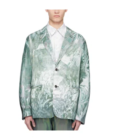 Doublet Abstract-print Single-breasted Blazer In Gray