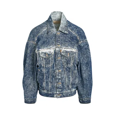 Doublet Blue Acid Wash Denim Jacket In Indigo