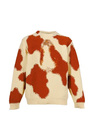 Doublet Acting Cow Sweater In Neutral