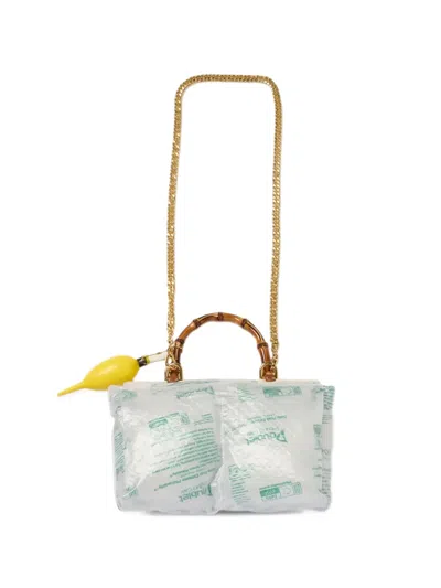 Doublet Air Pillow Bamboo-handle Chain-link Tote Bag In Silver