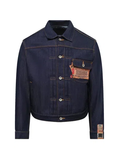 Doublet Air Yarn Raw Denim Jacket In Blue