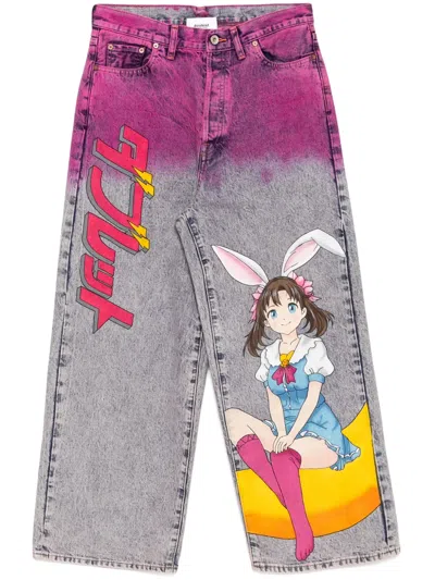 Doublet Anime Hand-printing Jeans In Pink