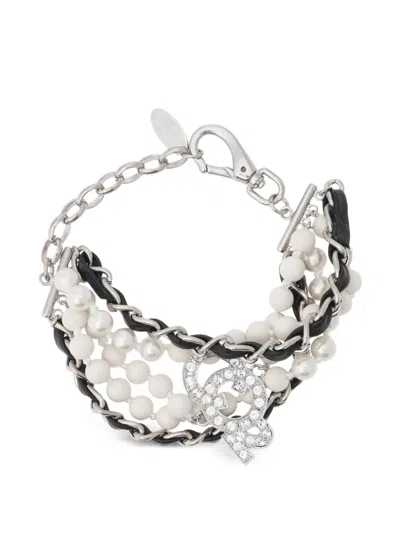 Doublet Bead-embellished Chain-link Bracelet In Transparent