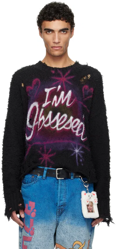 Doublet Black Airbrush Recycled Cotton Sweater | ModeSens