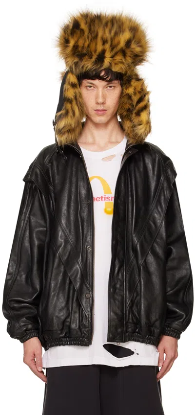 Doublet Black Leather Track Jacket