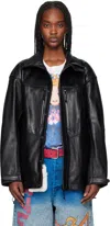 Doublet Black Mountain Leather Jacket In Black