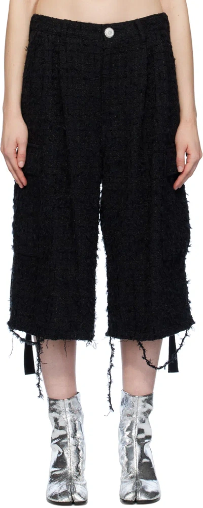 Doublet Black Raw Edge Cargo Shorts