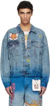 Doublet Anime Hand-printing Denim Jacket In Blue