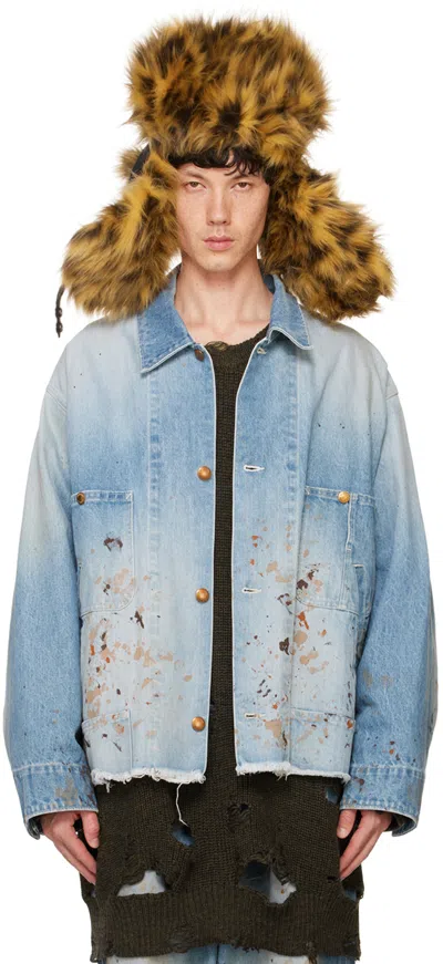 Doublet Blue Cutoff Denim Jacket In Indigo