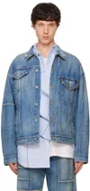 Doublet Blue Frankenstein Cutting Denim Jacket In Indigo