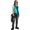 Doublet Blue Stud Embroided Metallic Vest In Green