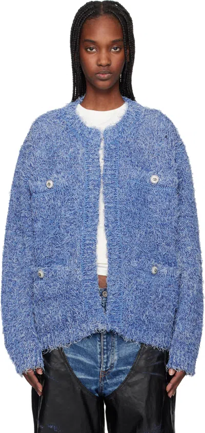Doublet Blue Tweed Knit Cardigan