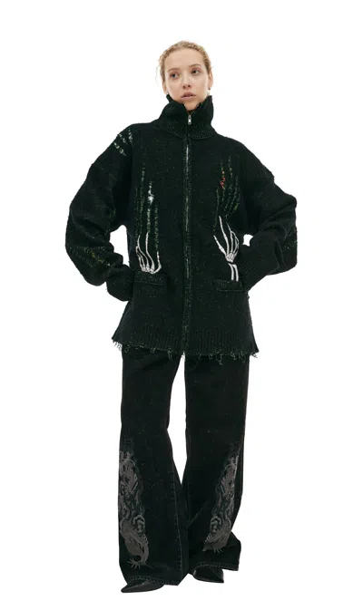 Doublet Cardigan With Skeleton Sleeves In Black