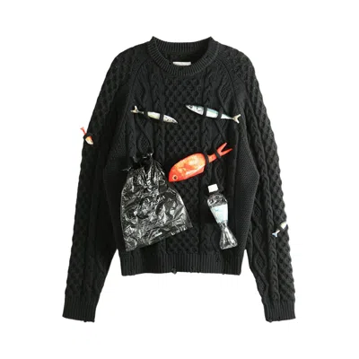Pre-owned Doublet Caught In The Cable Fisherman Knit 'black' | Men's Size L