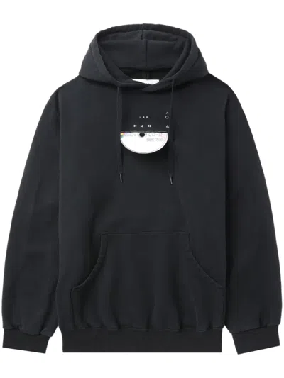 Doublet Cd-r Embroidered Cotton Hoodie In Black